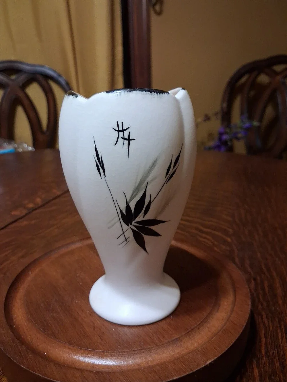 Vintage E. Radford Hand Painted Floral Scalloped Vase